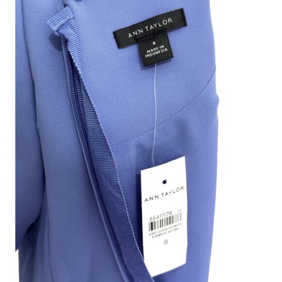 NWT Ann Taylor Fit & Flare Dress Blue Short Sleeve Size 8 - Picture 6 of 8